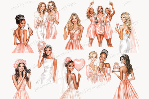 Bachelorette Party Clipart Set | Bride & Bridesmaid PNGs SVG GlamArtZhanna 