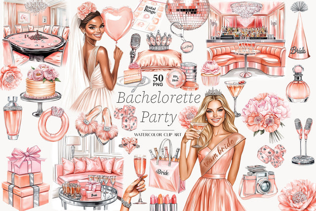 Bachelorette Party Clipart Set | Bride & Bridesmaid PNGs SVG GlamArtZhanna 