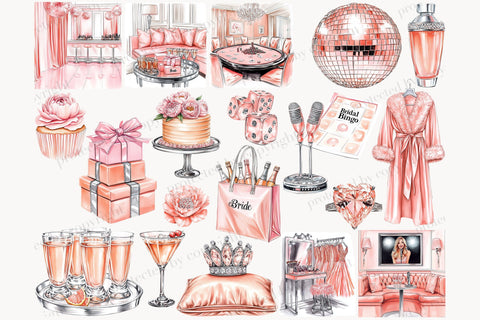 Bachelorette Party Clipart Set | Bride & Bridesmaid PNGs SVG GlamArtZhanna 