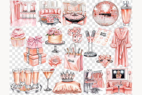 Bachelorette Party Clipart Set | Bride & Bridesmaid PNGs SVG GlamArtZhanna 