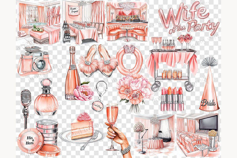 Bachelorette Party Clipart Set | Bride & Bridesmaid PNGs SVG GlamArtZhanna 