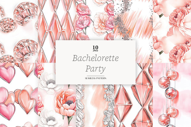Bachelorette Party Digital Paper | Blush Bridesmaid Patterns Digital Pattern GlamArtZhanna 
