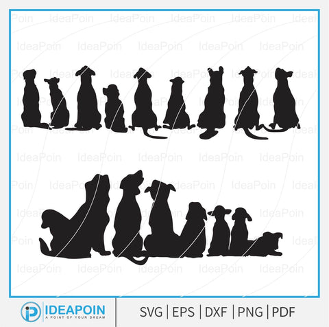 Back of Dog Silhouettes, Back sitting dogs Outline, dogs back line art bundle, Dogs back svg, Dogs Sitting Back svg, Dog Silhouetts SVG Dinvect 