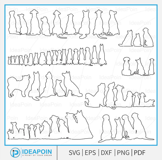 Back sitting dogs Outline, dogs back line art bundle, Dogs back svg, Dogs Sitting Back svg, Dog Silhouette, Back of Dog Silhouettes, SVG Dinvect 