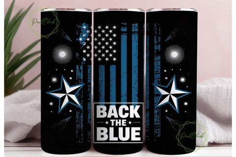 Back The Blue 20oz Tumbler Wrap Sublimation PixelChick 