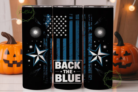 Back The Blue 20oz Tumbler Wrap Sublimation PixelChick 
