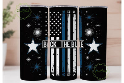 Back The Blue 20oz Tumbler Wrap Sublimation PixelChick 