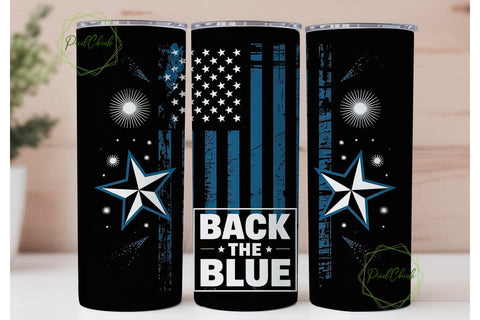 Back The Blue 20oz Tumbler Wrap Sublimation PixelChick 