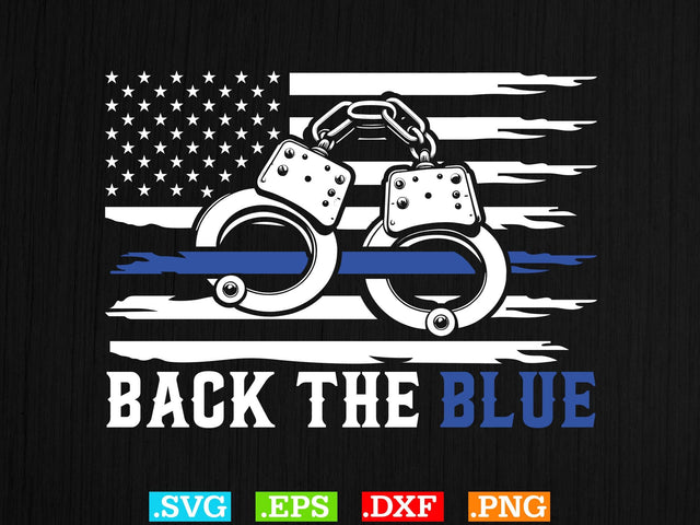 Back the Blue Thin Blue Line American Flag Svg, Back the Blue Svg, Thin Blue Line Svg, Police Officer Svg, Police Wife Svg, Distressed Flag SVG Creativeart88 