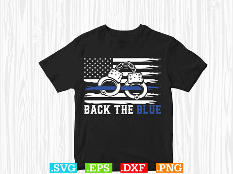Back the Blue Thin Blue Line American Flag Svg, Back the Blue Svg, Thin Blue Line Svg, Police Officer Svg, Police Wife Svg, Distressed Flag SVG Creativeart88 