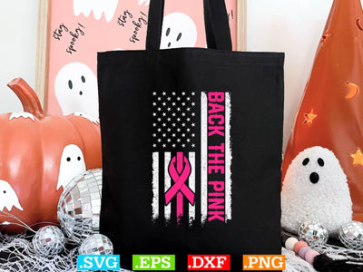 Back The Pink Ribbon American Flag Breast Cancer Awareness T-Shirt, Back The Pink Svg, Breast Cancer Png SVG Creativeart88 