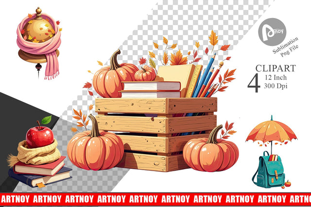 Back to Autumn Clipart Sublimation artnoy 