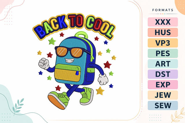 Back To School Backpack Character Embroidery Design Embroidery/Applique DESIGNS sg embroidery 
