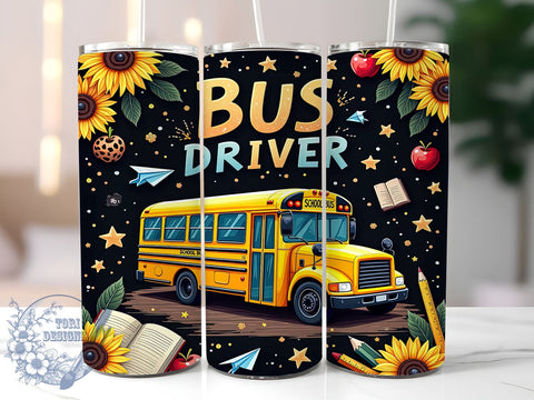 Back to School Bus Driver Tumbler Wrap, Back To School, 20oz Tumbler, Sublimation Wrap, Teacher Gift, Bus Driver Mug, Education Drinkware Sublimation ToriDesigns 