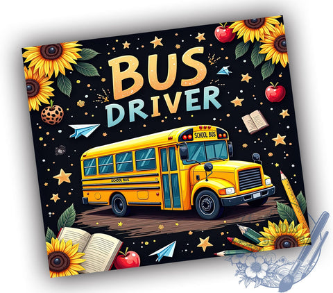 Back to School Bus Driver Tumbler Wrap, Back To School, 20oz Tumbler, Sublimation Wrap, Teacher Gift, Bus Driver Mug, Education Drinkware Sublimation ToriDesigns 