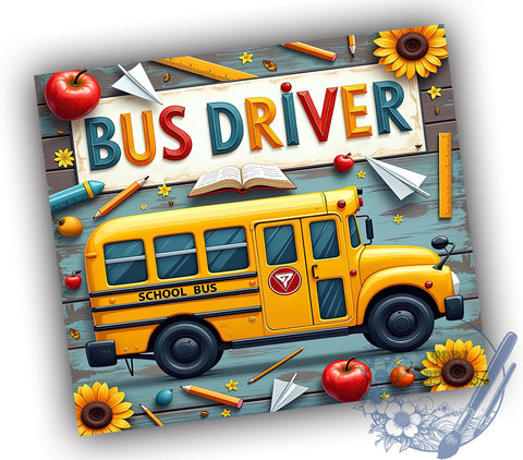 Back to School Bus Driver Tumbler Wrap, Back To School, 20oz Tumbler, Sublimation Wrap, Teacher Gift, Bus Driver Mug, Education Drinkware Sublimation ToriDesigns 