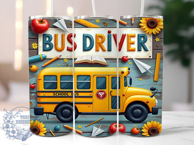 Back to School Bus Driver Tumbler Wrap, Back To School, 20oz Tumbler, Sublimation Wrap, Teacher Gift, Bus Driver Mug, Education Drinkware Sublimation ToriDesigns 