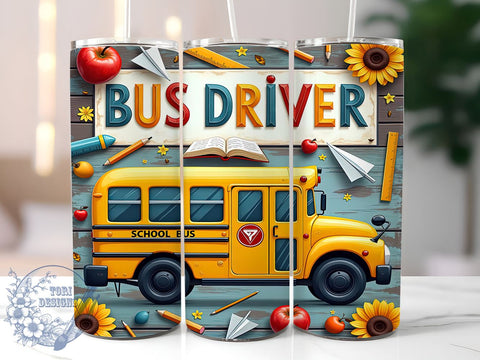 Back to School Bus Driver Tumbler Wrap, Back To School, 20oz Tumbler, Sublimation Wrap, Teacher Gift, Bus Driver Mug, Education Drinkware Sublimation ToriDesigns 