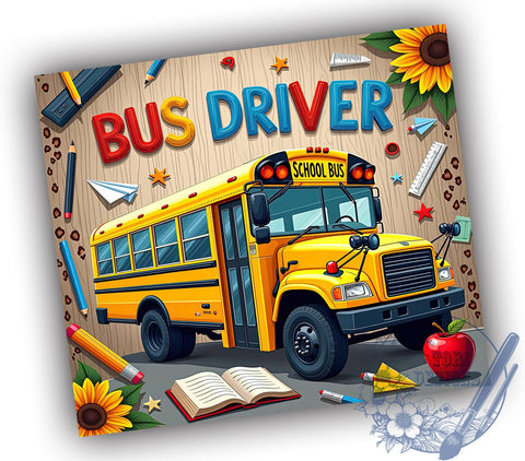 Back to School Bus Driver Tumbler Wrap, Back To School, 20oz Tumbler, Sublimation Wrap, Teacher Gift, Bus Driver Mug, Education Drinkware Sublimation ToriDesigns 