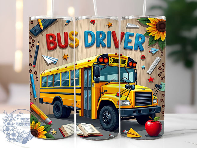Back to School Bus Driver Tumbler Wrap, Back To School, 20oz Tumbler, Sublimation Wrap, Teacher Gift, Bus Driver Mug, Education Drinkware Sublimation ToriDesigns 