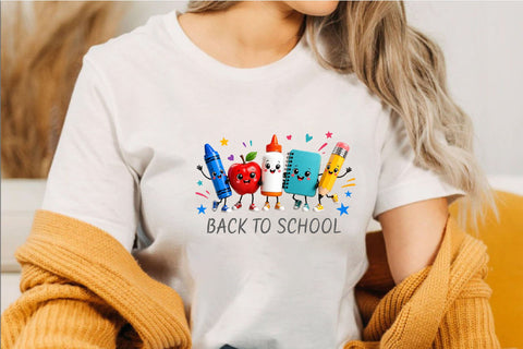 Back to School Cartoon Supplies PNG Sublimation SVGArt 