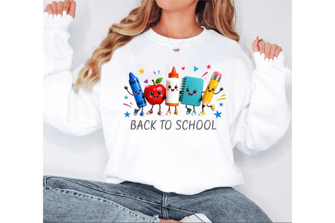 Back to School Cartoon Supplies PNG Sublimation SVGArt 