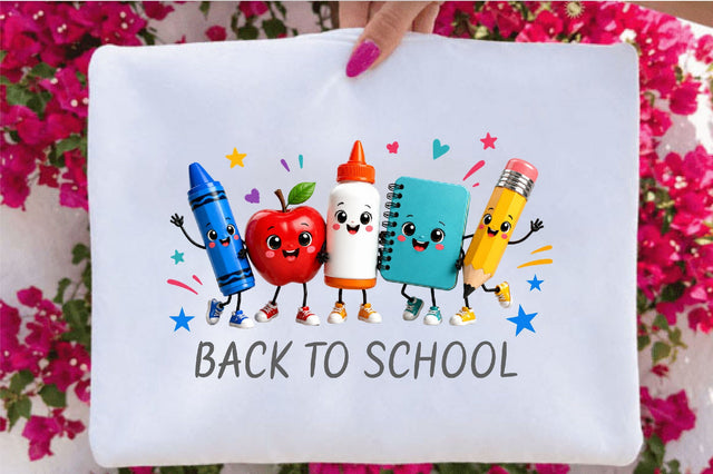 Back to School Cartoon Supplies PNG Sublimation SVGArt 