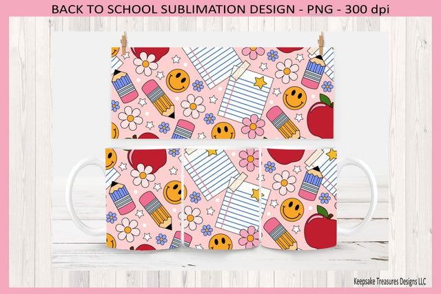 Back To School Classroom Notes Retro 11oz Mug Wrap & Coasters, Sublimation Png, Digital Download Sublimation Keepsake Treasures Designs LLC. 