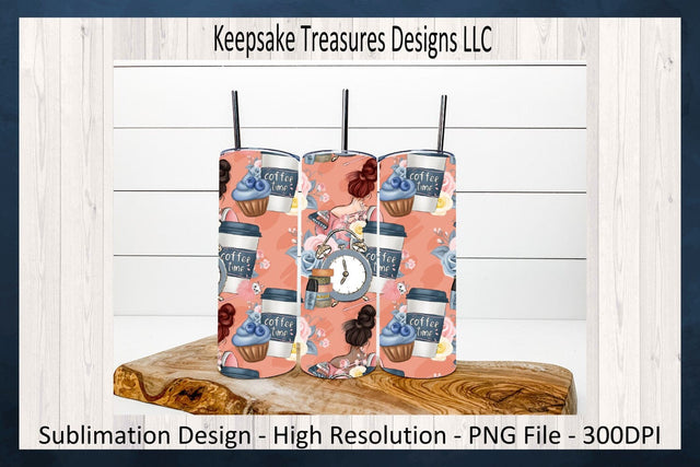 Back to School Coffee Time 20oz Tumbler Wrap, Matching Key Ring and Car Coaster, Sublimation Png Printable, Digital Download Sublimation Keepsake Treasures Designs LLC. 