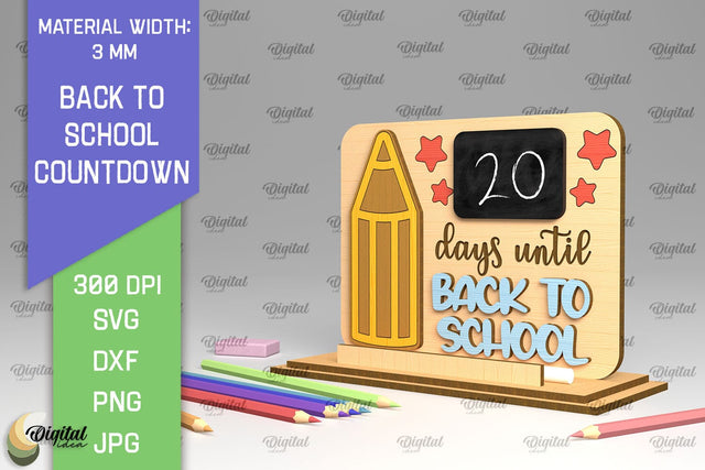 Back To School Countdown Laser Cut. Countdown Sign SVG SVG Evgenyia Guschina 