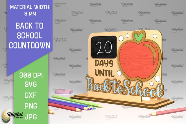 Back To School Countdown Laser Cut. Countdown Sign SVG SVG Evgenyia Guschina 
