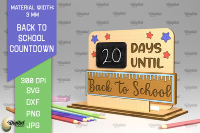 Back To School Countdown Laser Cut. Countdown Sign SVG SVG Evgenyia Guschina 