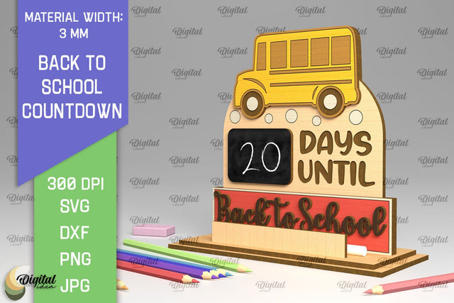 Back To School Countdown Laser Cut. Countdown Sign SVG SVG Evgenyia Guschina 