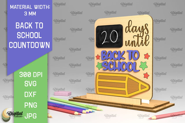 Back To School Countdown Laser Cut. Countdown Sign SVG SVG Evgenyia Guschina 
