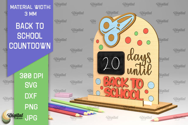 Back To School Countdown Laser Cut. Countdown Sign SVG SVG Evgenyia Guschina 