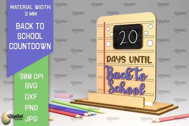 Back To School Countdown Laser Cut. Countdown Sign SVG SVG Evgenyia Guschina 