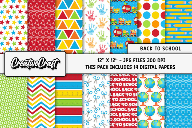 Back to School Digital Papers, school graphics Digital Pattern CreativeCraftShop 