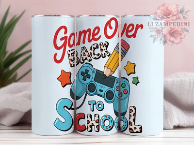 Back to School Game Over Teacher Tumbler, Game Over Tumbler Wrap, 20oz Tumbler Design, School Sublimation PNG, School Year Tumbler Wrap, Video Game Tumbler Sublimation Li Zamperini 
