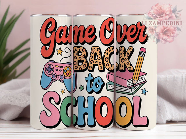 Back to School Game Over Teacher Tumbler, Game Over Tumbler Wrap, 20oz Tumbler Design, School Sublimation PNG, School Year Tumbler Wrap, Video Game Tumbler Sublimation Li Zamperini 