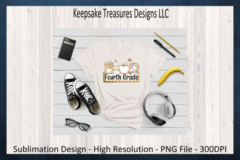 Back to School Name Plate, Preschool - Sixth, Hand Drawn School Supplies, Sublimation Design Sublimation Keepsake Treasures Designs LLC. 