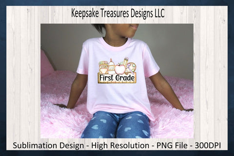 Back to School Name Plate, Preschool - Sixth, Hand Drawn School Supplies, Sublimation Design Sublimation Keepsake Treasures Designs LLC. 