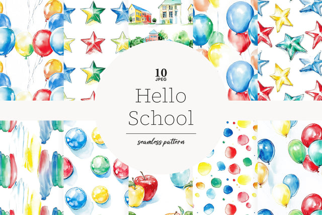 Back to School Paper Pattern Background | Hello Graphics Digital Pattern GlamArtZhanna 