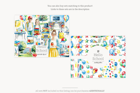 Back to School Paper Pattern Background | Hello Graphics Digital Pattern GlamArtZhanna 