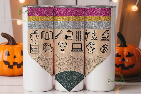 Back to School Pencil 20oz Tumbler Wrap Sublimation PixelChick 