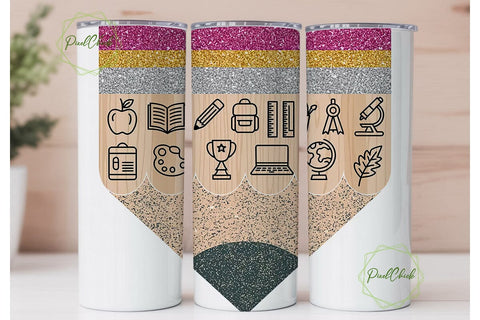 Back to School Pencil 20oz Tumbler Wrap Sublimation PixelChick 