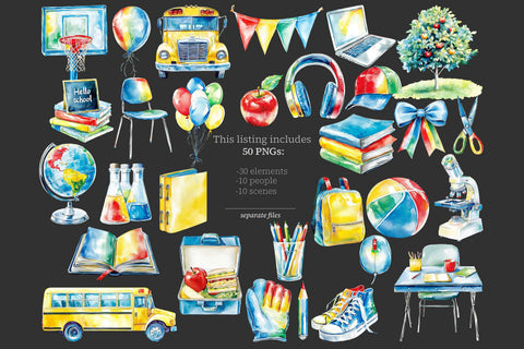 Back to School PNG Image Clipart | Hello Classroom Graphics SVG GlamArtZhanna 
