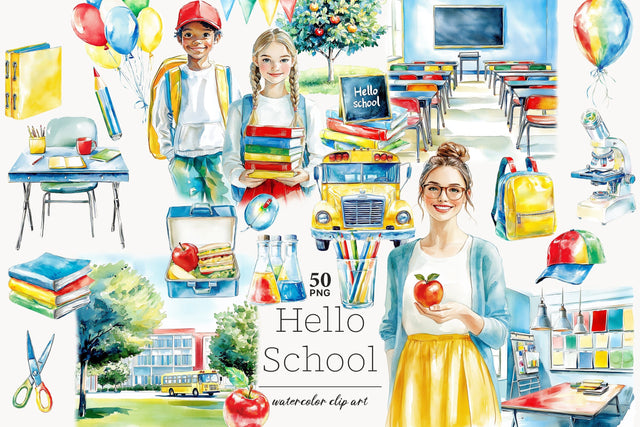 Back to School PNG Image Clipart | Hello Classroom Graphics SVG GlamArtZhanna 