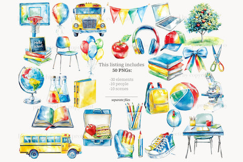 Back to School PNG Image Clipart | Hello Classroom Graphics SVG GlamArtZhanna 