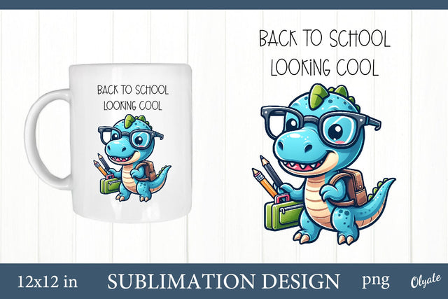 Back to School Quote PNG. Cute Dino PNG Sublimation Olga Terlyanskaya 