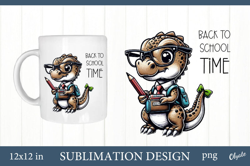 Back to School Quote PNG. Dino Cartoon Sublimation Sublimation Olga Terlyanskaya 